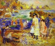 Pierre-Auguste Renoir Children at the Beach at Guernsey, painting